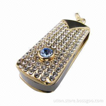 Promotional Diamond USB Flash Drive with USB 2.0 Interface, Free Samples and 16GB Capacity